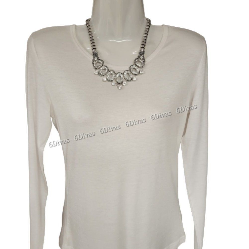 Womens White Top Basic Blouse Yoga Top Long-Sleeve T-Shirt Casual Summer Tees
